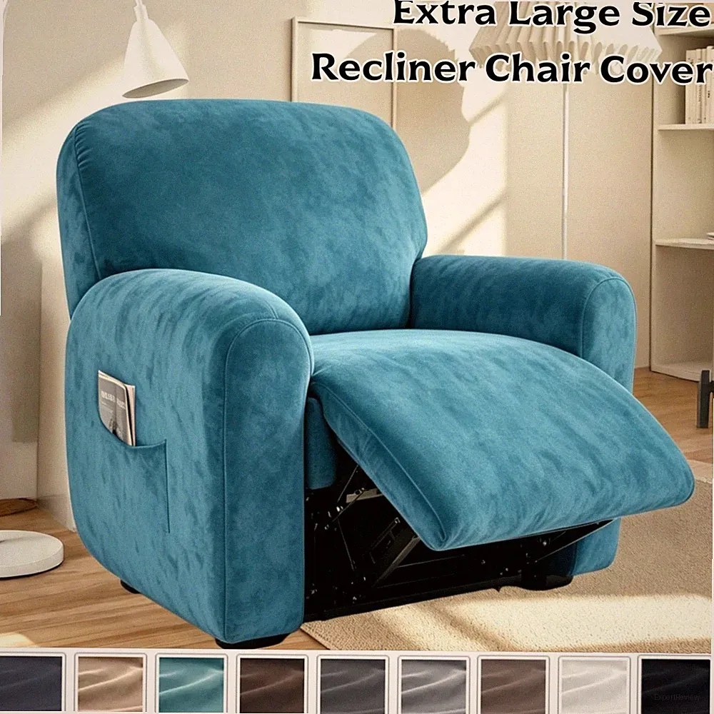 Extra Large Recliner Chair Covers 1 Seater Thick Velvet Sofa Slip Cover Washable