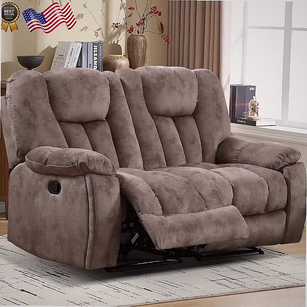 Extra Wide Loveseat Recliner with Hidden Cup Holders Overstuffed 2-Seat Manual