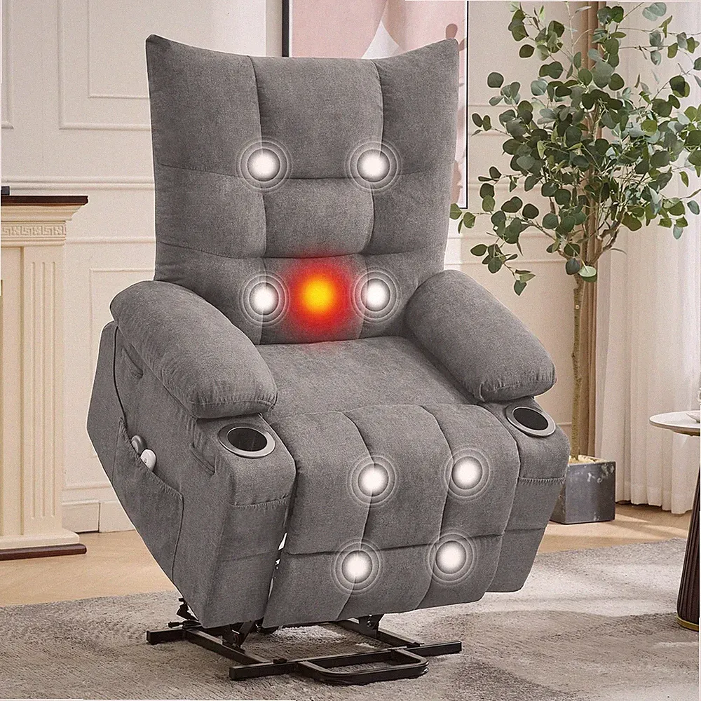 Power Lift Recliner Chair with Massage & Heat Oversized Rocker Chair for Elderly