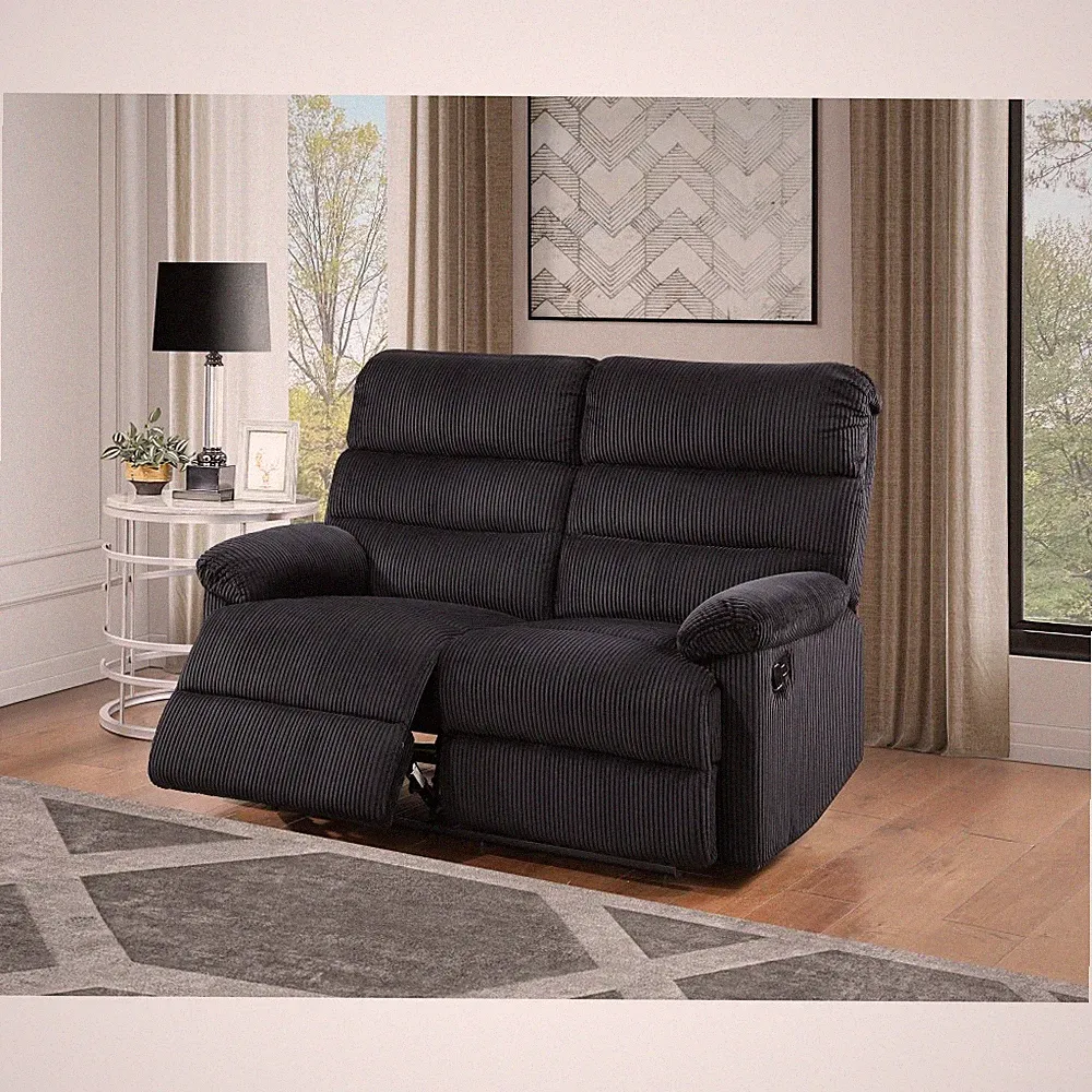 Reclining Loveseat W/ Manual Release, Back Off for EZ Setup, 58"L 37"W