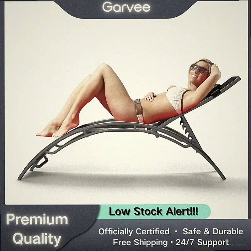Set of 2 Outdoor Chaise Lounge Chairs, Aluminum 3-Position Backrest, All-Weather