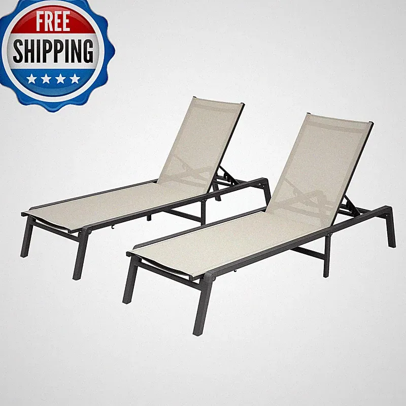 Vevor Outdoor Chaise Lounge Chair Set Of 2 400 Lbs Weight Capacity Foldable Sun
