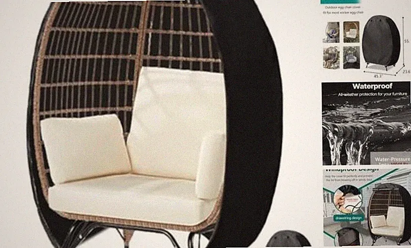 Wicker Egg Chair Cover Indoor Outdoor Lounger Chair Cover with Double Zipper